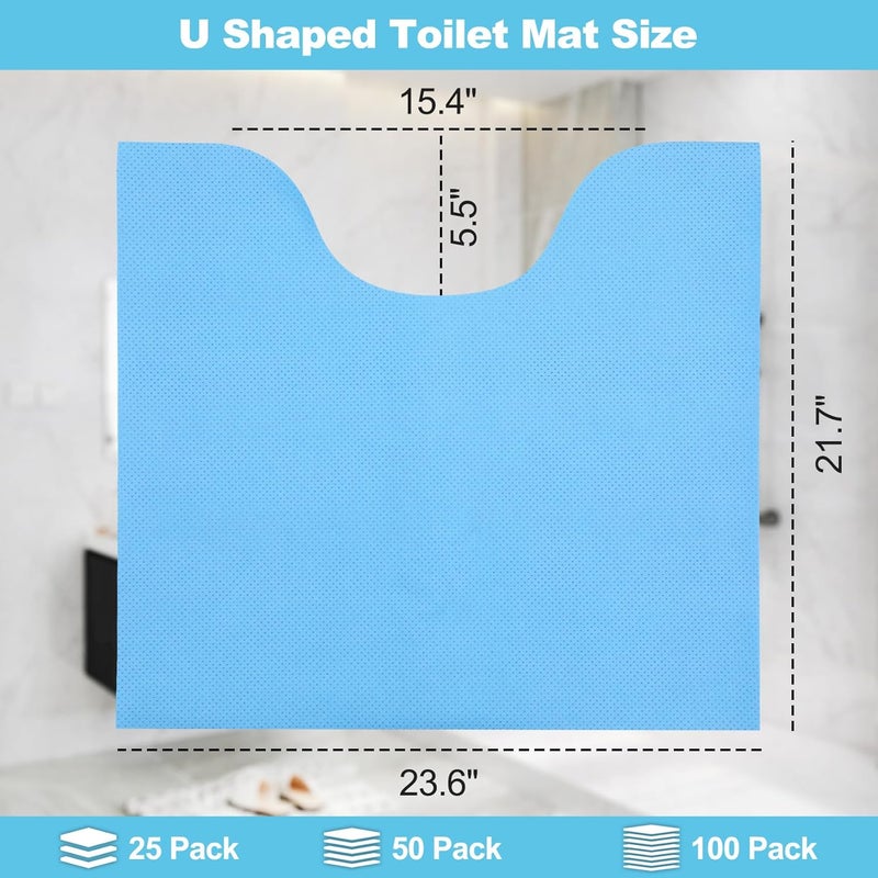 Miumoon Upgraded 25 Pack Disposable Toilet Mats,Super Absorbent Toilet Floor Protector from Urine,Disposable Toilet Floor Mat for Urine,U Shaped Toilet Mat for Urine,Around Toilet Floor Protector 24" x 22" - Image 2